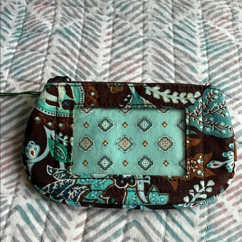 Vera Bradley Brown and Teal Floral Coin Pouch
